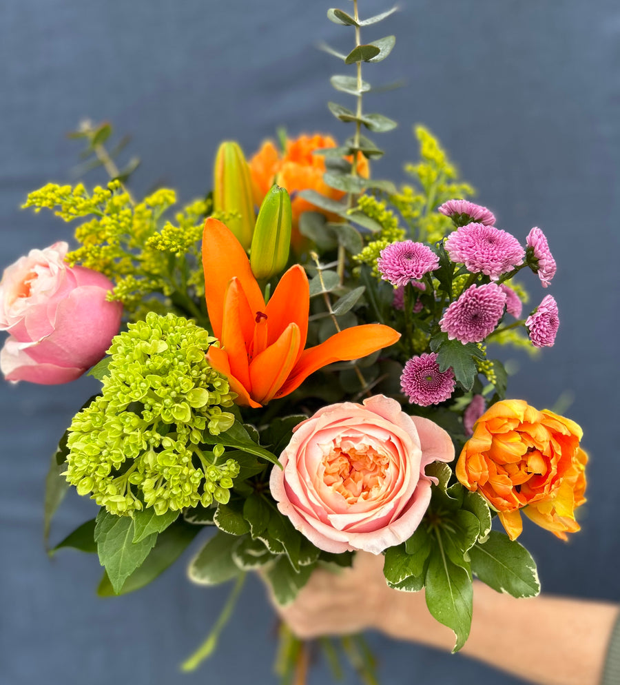 Bright and colorful hand tied arrangement $50