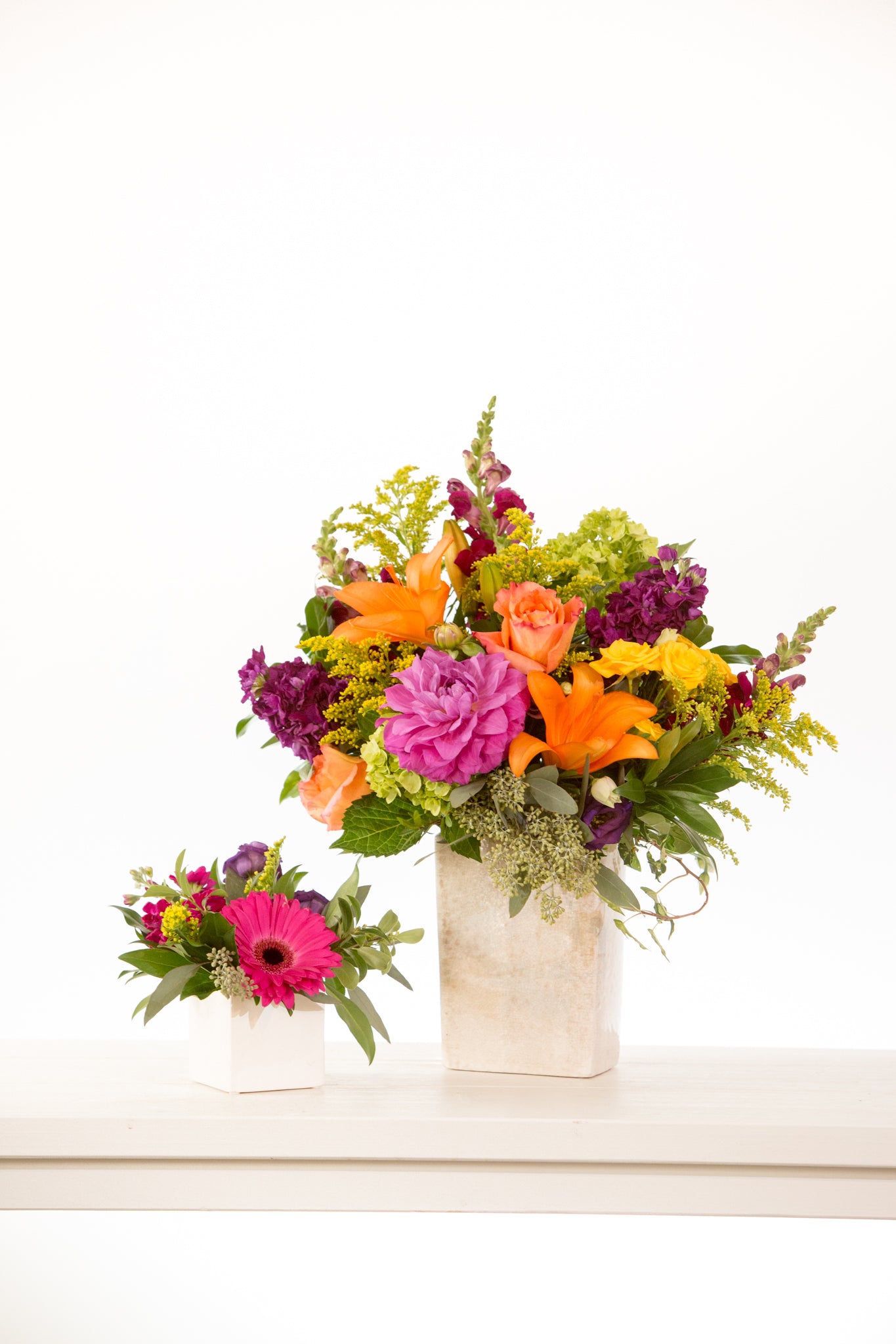 Bright and Colorful vase arrangements