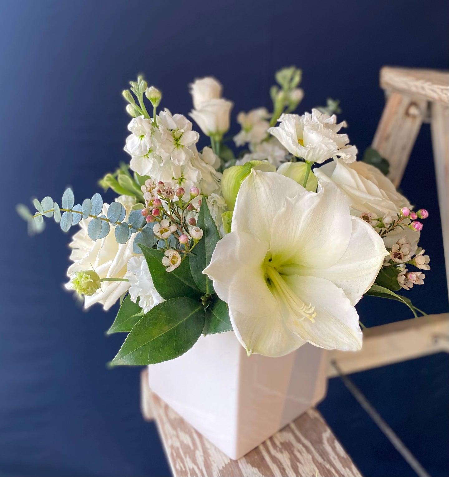 White and Green Vase arrangements