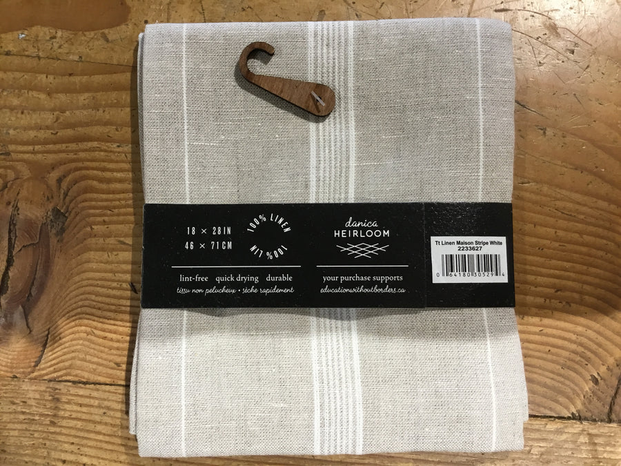 Heirloom linen towel stripe white
