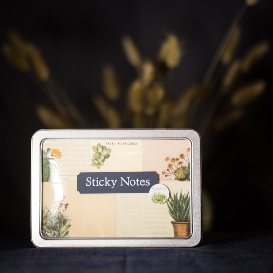 “Succulents” sticky notes tin
