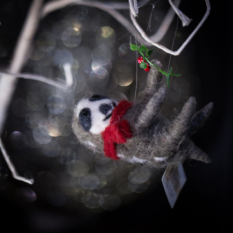 Sloth with scarf ornament