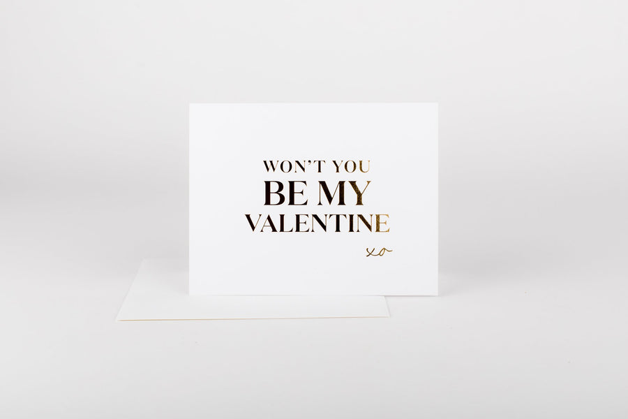 'Won't You Be My Valentine xo' Gold Script Card