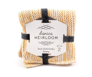 Knit Heirloom Dishcloths - Set of 2 - Ochre