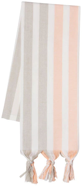 Dishtowel- Caban Stipe- Dove Grey and Nectar