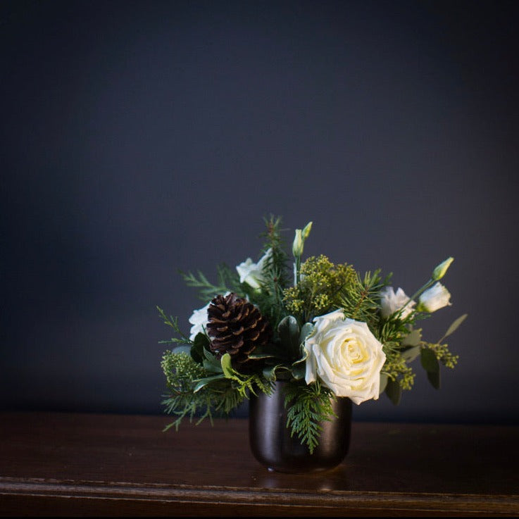 Mini winter vase (container and flowers may vary but will maintain the style and design shown in photo)