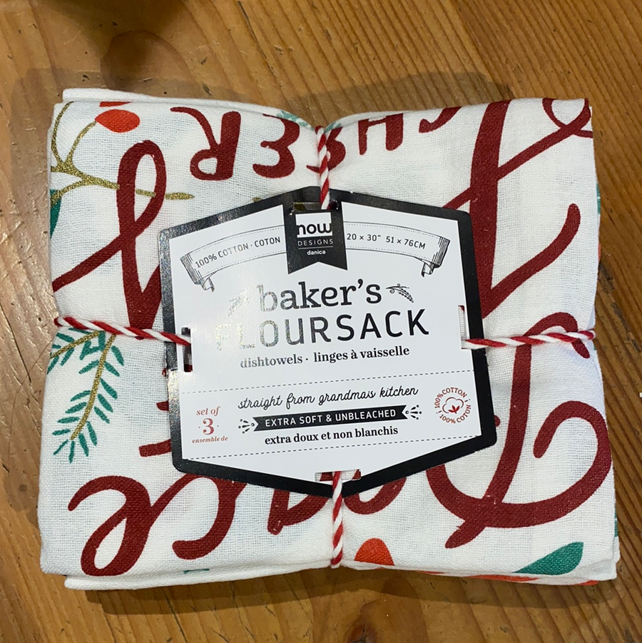 Baker's Floursack Dishtowels- Peace and Joy