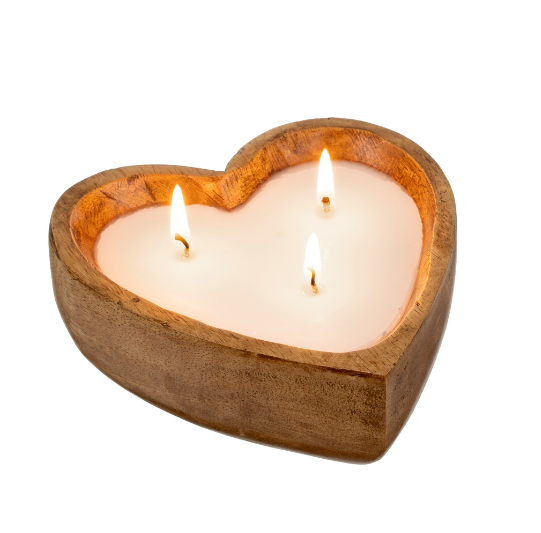 Wooden Heart Candle- Eucalyptus and Amber