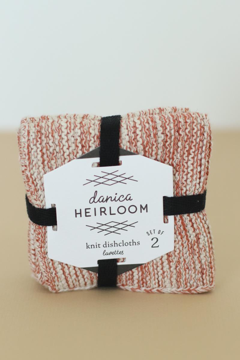 Heirloom Knit Dishcloths- Clay - Set of 2