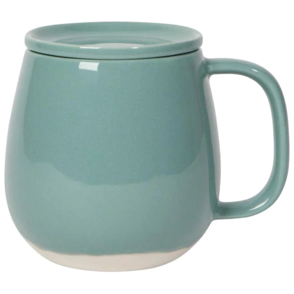 Heirloom Tint Stoneware Mug With Lid - Lagoon Blue