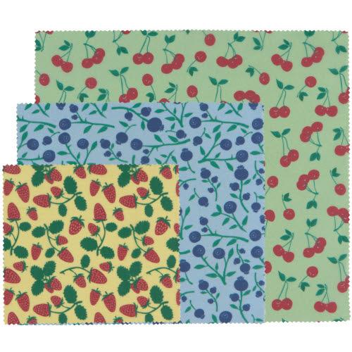 Reusable Beeswax Wrap Set of 3 - Berries and Fruit