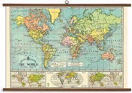 World Map Vintage School Chart